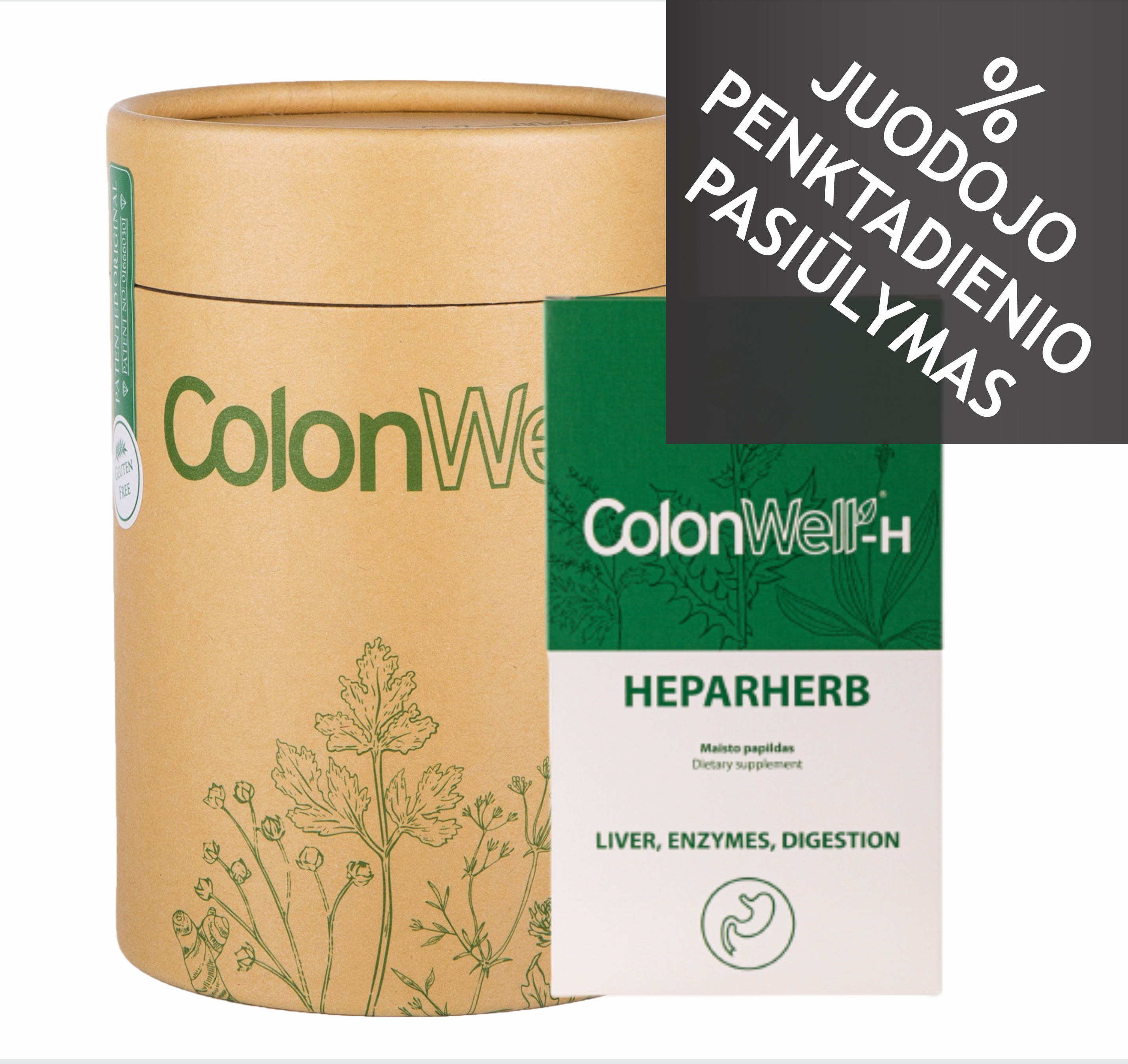 Colonwell.lt produktas - ColonWell (natūralaus skonio)400g.+HEPARHERB - maisto papildas (kepenims, virškinimo sistemai)